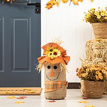 Glitzhome 23.25in. H Fall Linen Scarecrow Doorstop Porch Decor