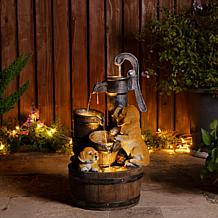 Glitzhome 23.75"H Outdoor Dog Fountain with LED Light