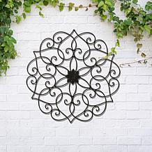 Glitzhome 23"D Traditional Floral Iron Scroll Outdoor Wall Decor