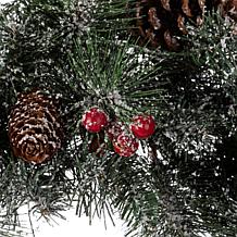 Glitzhome 24" D Glittered Pine Cone Christmas Wreath with LED Lights