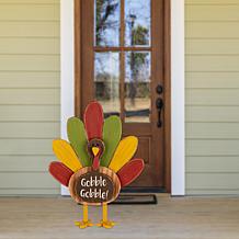 Glitzhome 24.25in.H Thanksgiving Wooden Turkey Standing Décor