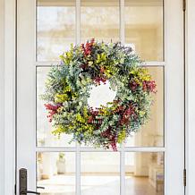 Glitzhome 24"D Mixed Floral Eucalyptus Wreath