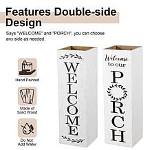 Glitzhome 24"H Double Sided Solid Wood White Boxed Porch Sign