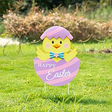 Glitzhome 24in H Easter Metal Chick Egg Yard Stake