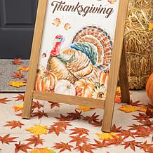 Glitzhome 24in. H Thanksgiving Wooden Turkey Easel Porch Sign