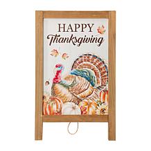 Glitzhome 24in. H Thanksgiving Wooden Turkey Easel Porch Sign
