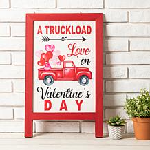 Glitzhome 24in H Valentine's Wooden Truck Porch Sign or Standing Decor