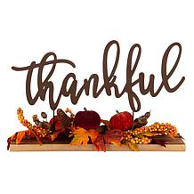 Glitzhome 24in. L Harvest Metal Sign Floral and Center Piece