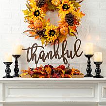 Glitzhome 24in. L Harvest Metal Sign Floral and Center Piece