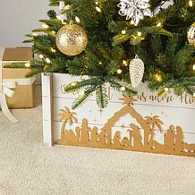 Glitzhome 24"L Wooden Nativity Scene Tree Collar