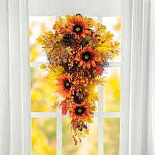 Glitzhome 27" Fall Sunflower, Maple Leaf and Berry Swag