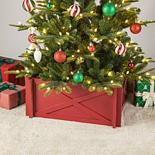 Glitzhome 27.5"L Red Wooden Tree Collar