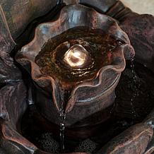 Glitzhome 28.25" Polyresin Buddha Outdoor Fountain w/ Pump and LED
