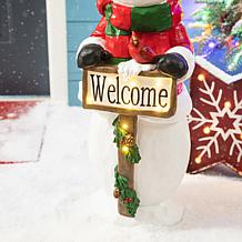 Glitzhome 29.25" Christmas Snowman Porch Decor w/Lights, Timer
