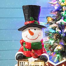 Glitzhome 29.25" Christmas Snowman Porch Decor w/Lights, Timer