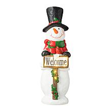 Glitzhome 29.25" Christmas Snowman Porch Decor w/Lights, Timer