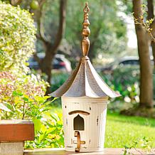 Glitzhome 29.75" Distressed Metal Pagoda Birdhouse with Bronze Roof