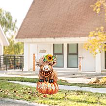 Glitzhome 29.75"H Fall Highland Cow Yard Stake or Wall Décor