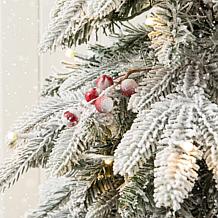 Glitzhome 2pk 4"H Flocked Fir Artificial Christmas Trees w/100 Lights