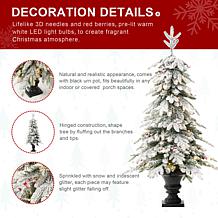 Glitzhome 2pk 5' Flocked Fir Artificial Christmas Tree in Urn w/Lights