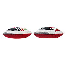 Glitzhome 2pk Hooked Christmas Dog and Cat Pillow