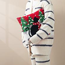 Glitzhome 2pk Hooked Christmas Dog and Cat Pillow