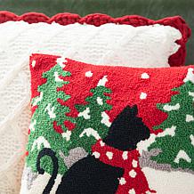 Glitzhome 2pk Hooked Christmas Dog and Cat Pillow