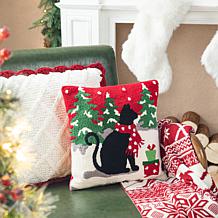 Glitzhome 2pk Hooked Christmas Dog and Cat Pillow