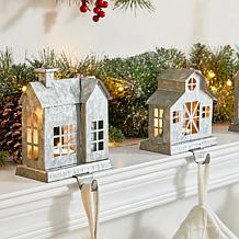 Glitzhome 3-pc 7" Galvanized House Stocking Holders