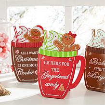 Glitzhome 3-pc. 8" Christmas Wooden Gingerbread Man Mug