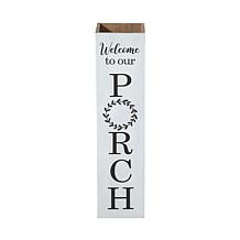 Glitzhome 30" Double Sided Solid Wood Box Porch "Welcome" Sign