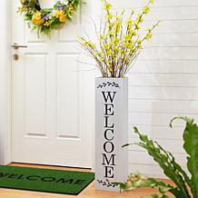 Glitzhome 30" Double Sided Solid Wood Box Porch "Welcome" Sign