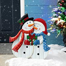 Glitzhome 30" Metal Snowman Yard Stake, Standing Decor or Wall Decor