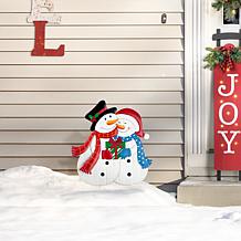 Glitzhome 30" Metal Snowman Yard Stake, Standing Decor or Wall Decor