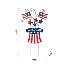 Glitzhome 30.25" Wooden & Metal Patriotic Flags Yard Stake/Wall Décor
