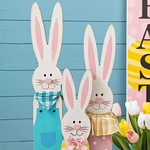Glitzhome 30in H Easter Wooden Bunny Family Standing Decor