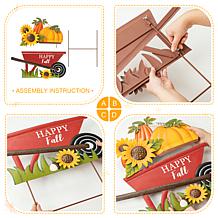 Glitzhome 30in. H Fall Metal Wheelbarrow Pumpkin Yard Stake