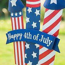 Glitzhome 30in H Patriotic Americana Firecracker Yard Stake Decor