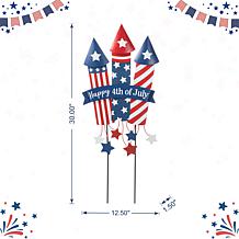 Glitzhome 30in H Patriotic Americana Firecracker Yard Stake Decor