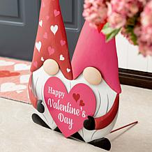 Glitzhome 30in H Valentine's Metal Gnome Couple Yard Stake