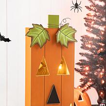 Glitzhome 30in.H Lighted Halloween Wooden Pumpkin Porch Décor