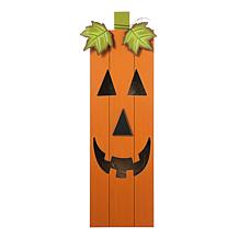 Glitzhome 30in.H Lighted Halloween Wooden Pumpkin Porch Décor