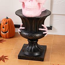 Glitzhome 31.50"H Halloween Light Stacked Pink Skull with Black Urn

