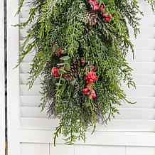 Glitzhome 31.5"H Christmas Greenery Frosted PE Dripping Teardrop wi...