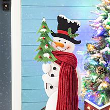 Glitzhome 32"H Metal Snowman Riding Unicycle Porch Décor