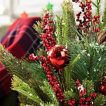 Glitzhome 35" Christmas Poinsettia Floral Potted Porch Tree