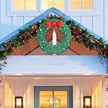 Glitzhome 35.5" Lighted 3D Mesh Wreath w/Bulbs and LED Lights