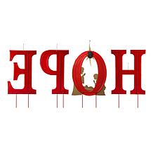 Glitzhome 35.5" Lighted Metal HOPE Stake, Standing or Wall Decor