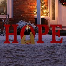 Glitzhome 35.5" Lighted Metal HOPE Stake, Standing or Wall Decor