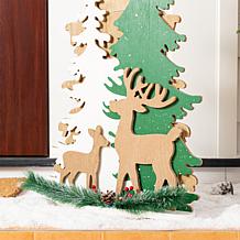 Glitzhome 35.5"H Wooden Christmas Tree Porch Decor